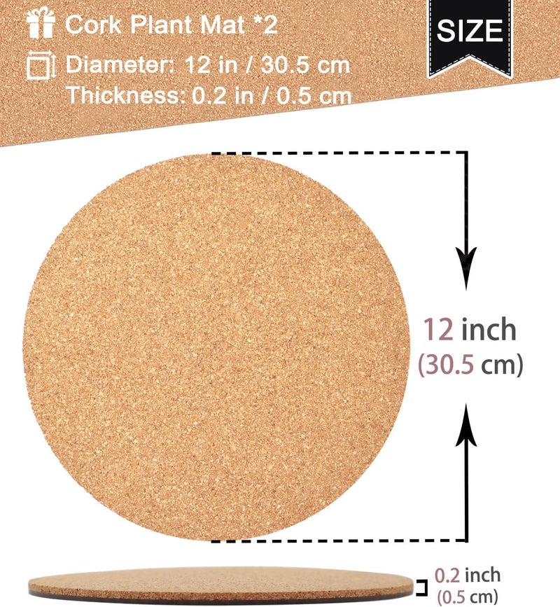 KITLAB Cork Plant Coasters - Double Layered 12 Inch Planter Coasters, Absorbent Cork Plant Mats for House Plants, 2 Pcs - Image 3